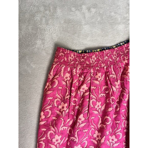 Sundance Skirt Women's Blue Pink Floral Reversible Mini Smocked Boho Medium - Picture 7 of 9